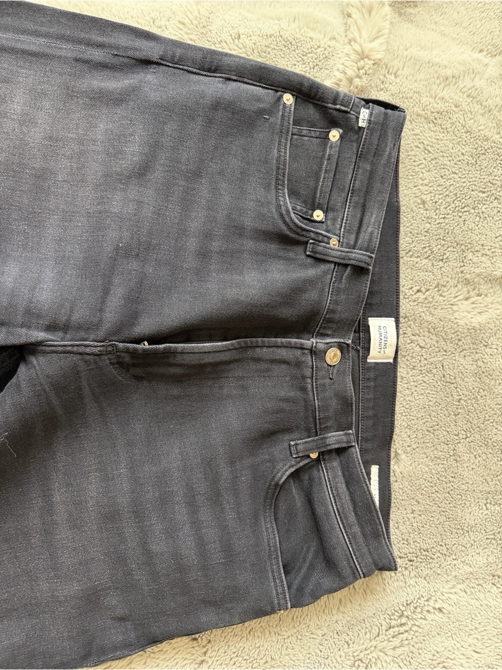 Citizens of Humanity Charcoal Black Slim Denim Jeans - Picture 3 of 7